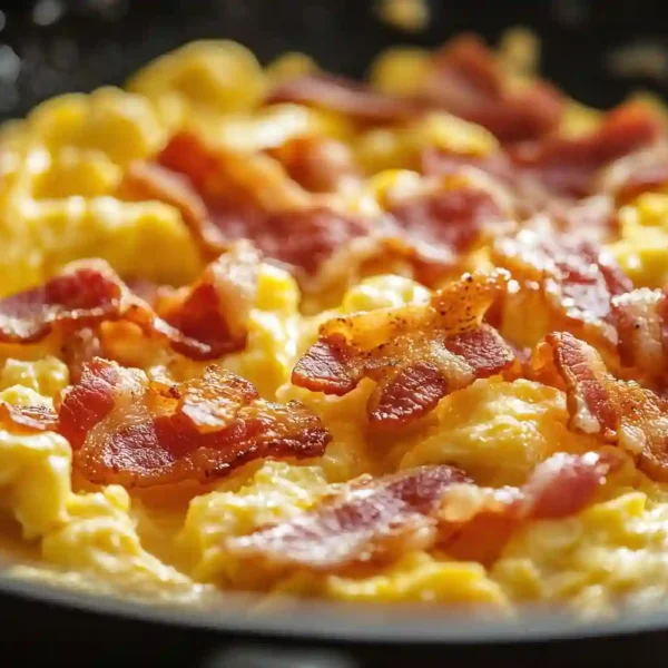 Huevos revueltos con bacon (2 huevos)